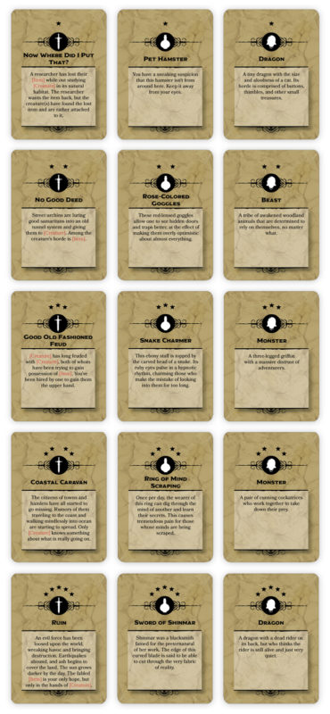 A preview of The Deck of Many Quests